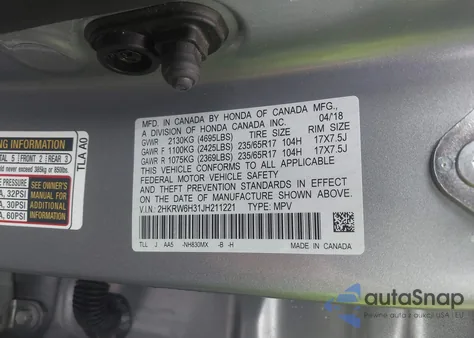 2018 Honda Cr-V Lx from USA, damaged, VIN 2HKRW6H31JH211221
